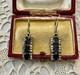Anciennes Boucles D'oreilles Argent Massif Vermeil Topaze Et Am&eacute;thyste