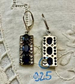Anciennes Boucles D'oreilles Argent Massif Vermeil Topaze Et Améthyste