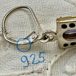 Anciennes Boucles D'oreilles Argent Massif Vermeil Topaze Et Améthyste