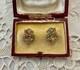 Anciennes Boucles D'oreilles Or Rose Argent Massif &Eacute;meraudes De Colombie