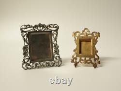 Anciens deux Cadres miniatures argent massif et cuivre doré XXème siècle