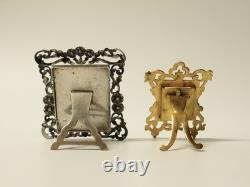 Anciens deux Cadres miniatures argent massif et cuivre doré XXème siècle