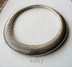 Antique Vintage Solid Silver Snake Necklace Ancien Collier Serpent Argent Massif