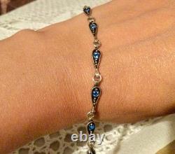 Argent Massif 925, Ancienne Parure Collier-Bracelet-BO-Pierres Bleues-Lot Bijoux