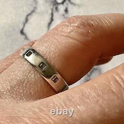 Art Deco Belle Bague Ancienne Argent Massif, Topaze En Princesse