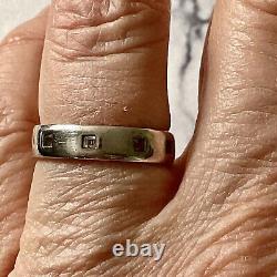 Art Deco Belle Bague Ancienne Argent Massif, Topaze En Princesse