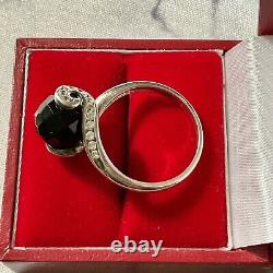 Art Deco Onyx, Topaze, Argent Massif Originale Ancienne Bague