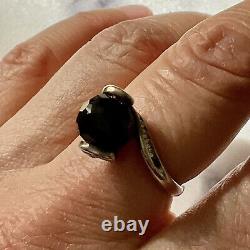 Art Deco Onyx, Topaze, Argent Massif Originale Ancienne Bague