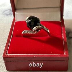 Art Deco Onyx, Topaze, Argent Massif Originale Ancienne Bague