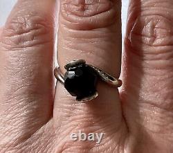 Art Deco Onyx, Topaze, Argent Massif Originale Ancienne Bague