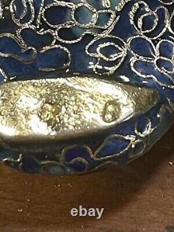 Art d'asie pendentif ancien grenouille Émaux cloisonnés argent massif vermeil
