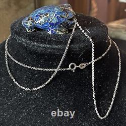 Art d'asie pendentif ancien grenouille Émaux cloisonnés argent massif vermeil