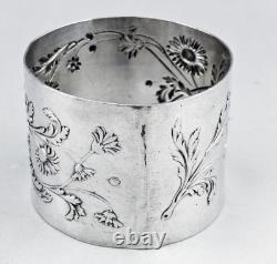 Art nouveau Ancien Rond de serviette en argent massif poinçon minerve 1er titre