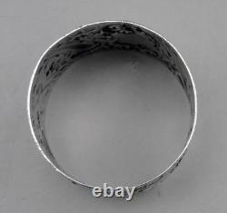 Art nouveau Ancien Rond de serviette en argent massif poinçon minerve fin 19ème