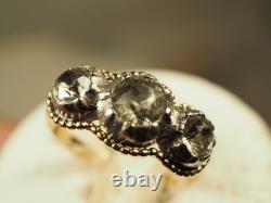 BAGUE JARRETIERE ANCIEN OR MASSIF ET ARGENT ANTIQUE GOLD SILVER RING 19th c T56