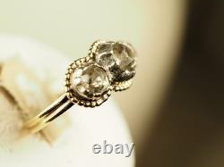 BAGUE JARRETIERE ANCIEN OR MASSIF ET ARGENT ANTIQUE GOLD SILVER RING 19th c T56