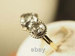 BAGUE JARRETIERE ANCIEN OR MASSIF ET ARGENT ANTIQUE GOLD SILVER RING 19th c T56