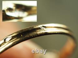BAGUE JARRETIERE ANCIEN OR MASSIF ET ARGENT ANTIQUE GOLD SILVER RING 19th c T56