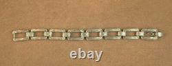 BEAU BRACELET ANCIEN LARGE MAILLE OUVRAGÉE EN ARGENT MASSIF LOURD POIDS71g