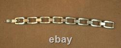 BEAU BRACELET ANCIEN LARGE MAILLE OUVRAGÉE EN ARGENT MASSIF LOURD POIDS71g