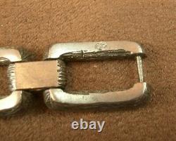 BEAU BRACELET ANCIEN LARGE MAILLE OUVRAGÉE EN ARGENT MASSIF LOURD POIDS71g