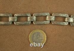 BEAU BRACELET ANCIEN LARGE MAILLE OUVRAGÉE EN ARGENT MASSIF LOURD POIDS71g