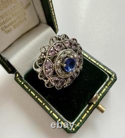 BEAU SAPHIR, AMÉTHYSTE, PERLE FINE, ARGENT MASSIF, Sublime BAGUE ANCIENNE BEAU SAPHIR, AMÉTHYSTE, PERLE FINE, ARGENT MASSIF, Sublime BAGUE ANCIENNE