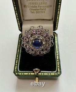 BEAU SAPHIR, AMÉTHYSTE, PERLE FINE, ARGENT MASSIF, Sublime BAGUE ANCIENNE BEAU SAPHIR, AMÉTHYSTE, PERLE FINE, ARGENT MASSIF, Sublime BAGUE ANCIENNE