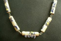 BEL ANCIEN COLLIER en ARGENT MASSIF ET EMAIL CHINE DEBUT DU XXe
