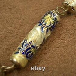 BEL ANCIEN COLLIER en ARGENT MASSIF ET EMAIL CHINE DEBUT DU XXe