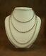 Bel Important Ancien Collier Sautoir En Argent Massif Belles Mailles 140cm