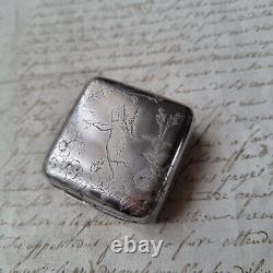 BOITE Argent Massif Allemand Ancienne XIXè Victorian Silver Pill Box 19th C