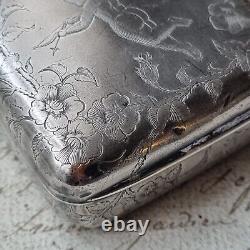 BOITE Argent Massif Allemand Ancienne XIXè Victorian Silver Pill Box 19th C