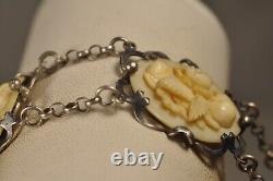 BRACELET ANCIEN ARGENT MASSIF ANTIQUE SILVER CARVED 19th c BRACELET