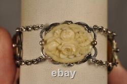 BRACELET ANCIEN ARGENT MASSIF ANTIQUE SILVER CARVED 19th c BRACELET