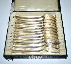 BUTTNER Lot 12 cuillères à café ancienne ARGENT MASSIF 800 120gr 19e s. ALSACE