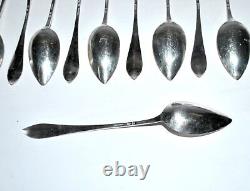 BUTTNER Lot 12 cuillères à café ancienne ARGENT MASSIF 800 120gr 19e s. ALSACE