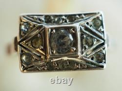 Bague Ancienne Art Deco Argent Massif Antique Silver Ring T56