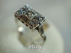 Bague Ancienne Art Deco Argent Massif Antique Silver Ring T56
