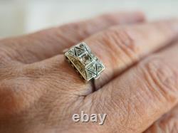 Bague Ancienne Art Deco Argent Massif Antique Silver Ring T56