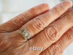 Bague Ancienne Art Deco Argent Massif Antique Silver Ring T56