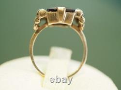 Bague Ancienne Art Deco Argent Massif Saphir Antique Silver Sapphire Ring T53