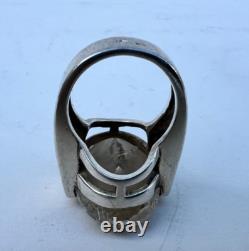 Bague Argent Massif et Pierre Quartz Rutile à Inclusions Bijou Ancien 1960-1970