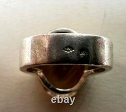 Bague Argent Massif et Pierre Quartz Rutile à Inclusions Bijou Ancien 1960-1970