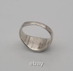 Bague Chevalière Ancienne Argent Massif & Pierre Rouge Motif Feuille T69 # U150