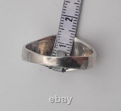 Bague Chevalière Ancienne Argent Massif & Pierre Rouge Motif Feuille T69 # U150