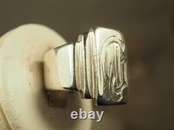 Bague Chevaliere Ancienne Art Deco Argent Massif Antique Silver Men's Ring T58