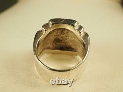 Bague Chevaliere Ancienne Art Deco Argent Massif Antique Silver Men's Ring T58