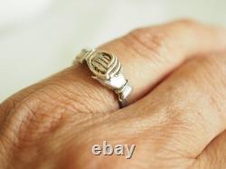 Bague De Foi Ancienne Bijou De Sentiment Argent Massif Silver Ring T50 Heart
