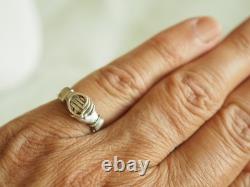 Bague De Foi Ancienne Bijou De Sentiment Argent Massif Silver Ring T50 Heart